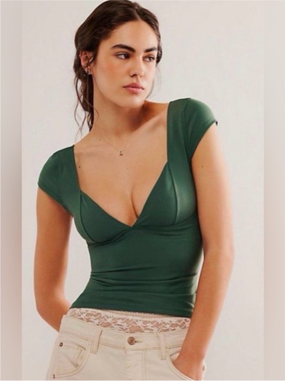 Free People Deep Green Scoop Neck Tank
